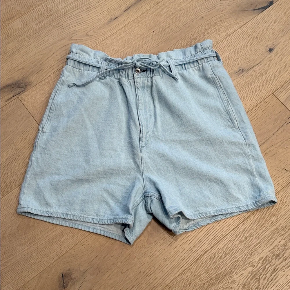 rag & bone Light Indigo Linen Tie Shorts Size 29 Cotton Linen Blend High Rise - Picture 5 of 10